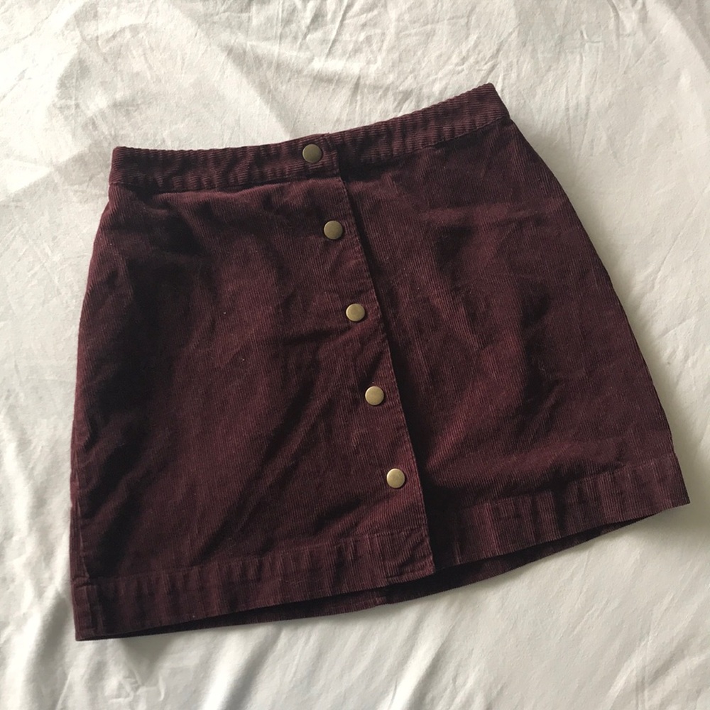 Old navy burgundy corduroy botton down mini skirt